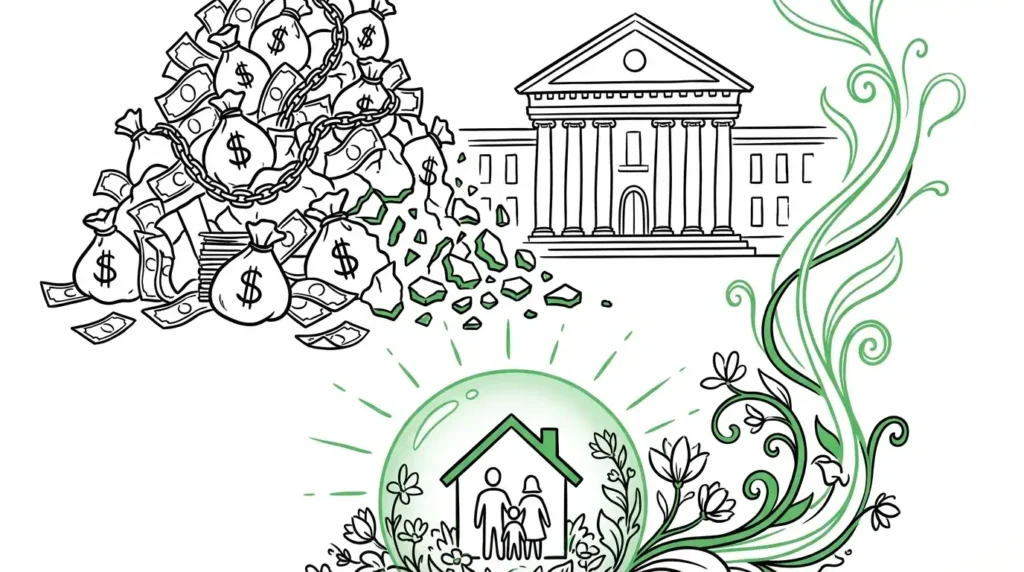 個人再生の費用と手続きの流れを解説するイラスト