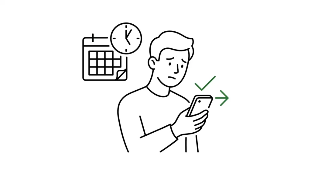 ドコモ料金の支払い遅れに対処する人のイラスト