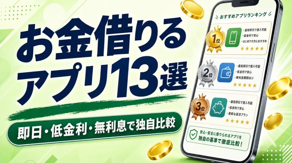 お金借りるアプリおすすめ13選｜即日融資・低金利・無利息期間を独自比較