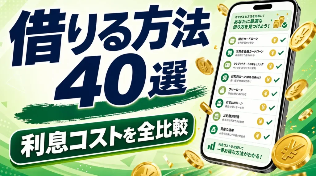 お金を借りる方法40選！利息コストを全比較してわかった最適な借入先