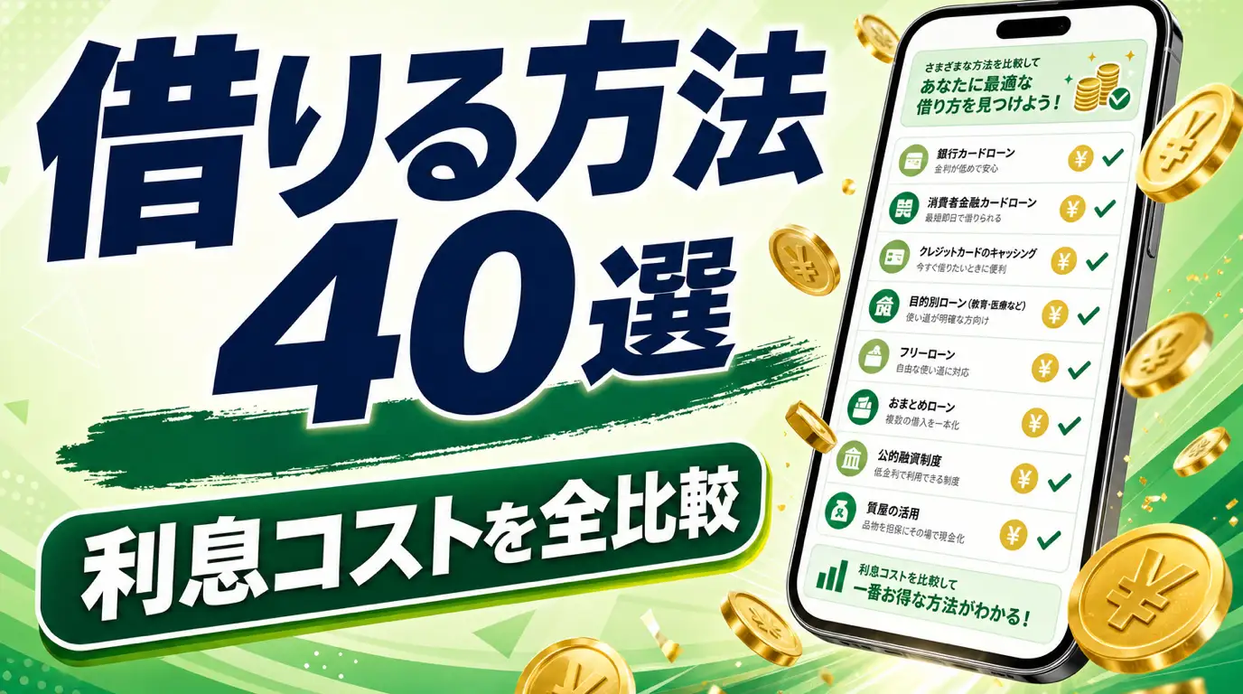 お金を借りる方法40選！利息コストを全比較してわかった最適な借入先