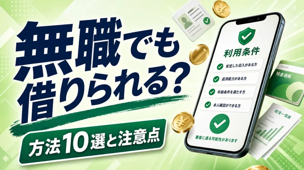 無職でもお金を借りられる方法10選【失業中・年金受給者・主婦必見】注意点も合わせて紹介